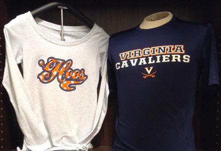 University of Virginia t shirts on display